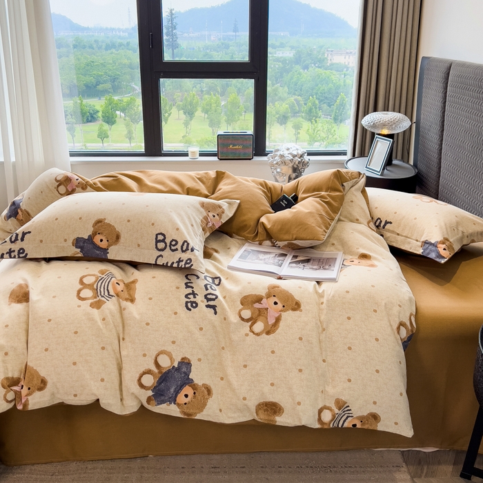 91家纺网 家纺一手货源 找家纺 印季家纺 2025新款全棉纯棉生态印花加厚混纺磨毛四件套 奇想