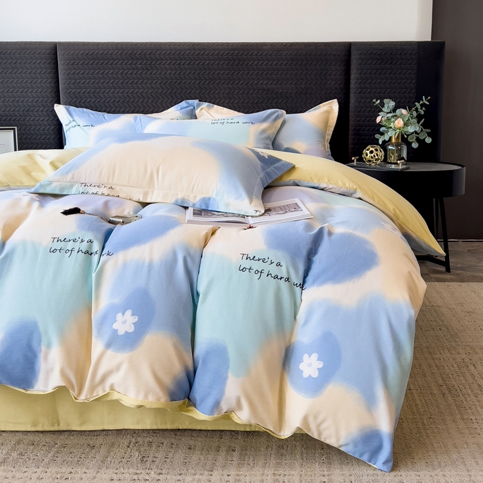 91家纺网 家纺一手货源 找家纺 印季家纺 2025新款全棉纯棉生态印花加厚混纺磨毛四件套 沁田