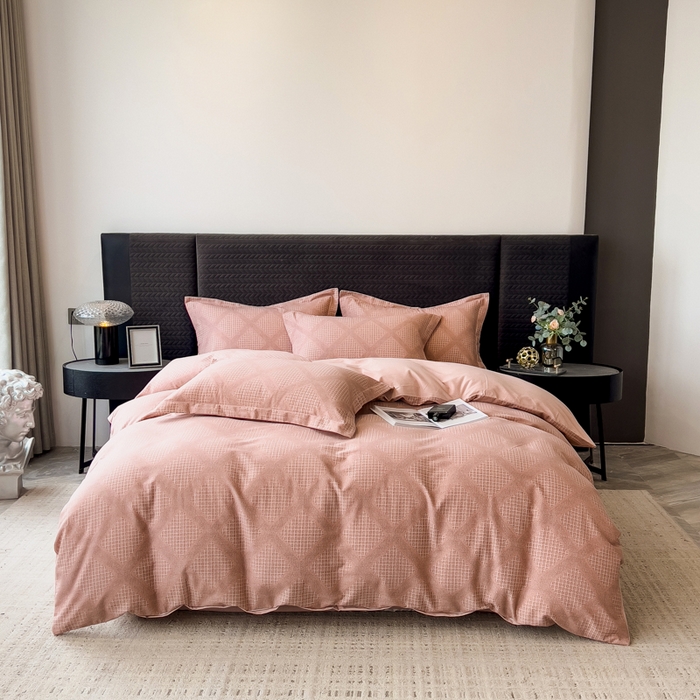 91家纺网 家纺一手货源 找家纺 印季家纺 2025新款全棉纯棉生态印花加厚混纺磨毛四件套 轻奢生活-粉