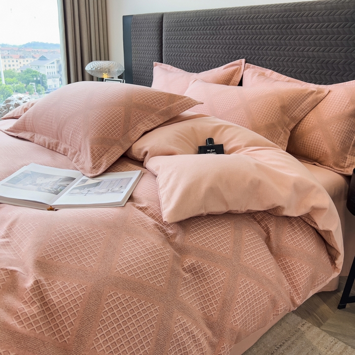 91家纺网 家纺一手货源 找家纺 印季家纺 2025新款全棉纯棉生态印花加厚混纺磨毛四件套 轻奢生活-粉