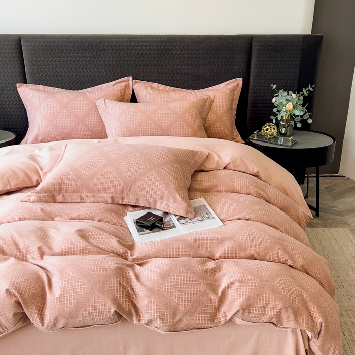 91家纺网 家纺一手货源 找家纺 印季家纺 2025新款全棉纯棉生态印花加厚混纺磨毛四件套 轻奢生活-粉