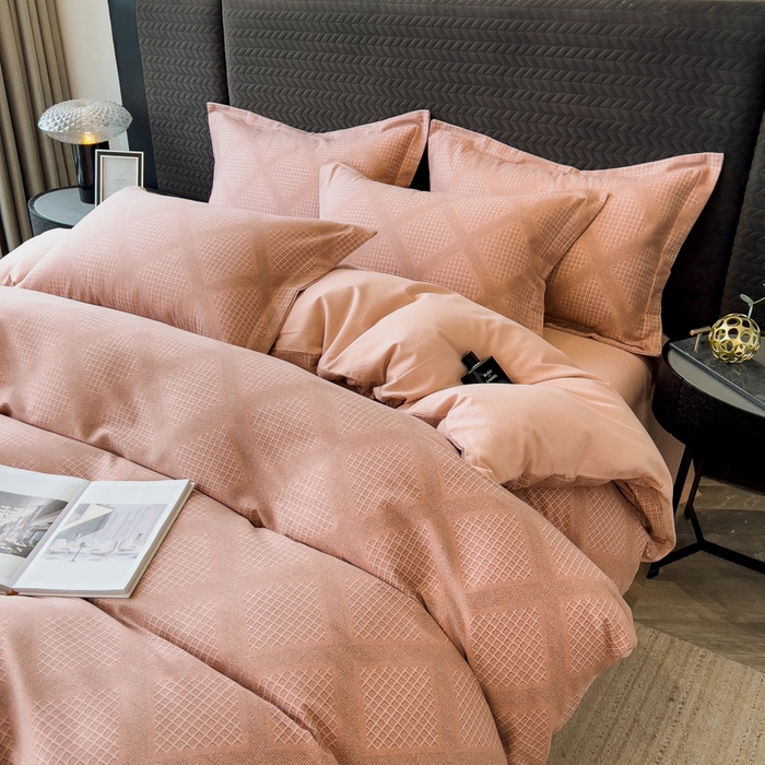 91家纺网 家纺一手货源 找家纺 印季家纺 2025新款全棉纯棉生态印花加厚混纺磨毛四件套 轻奢生活-粉