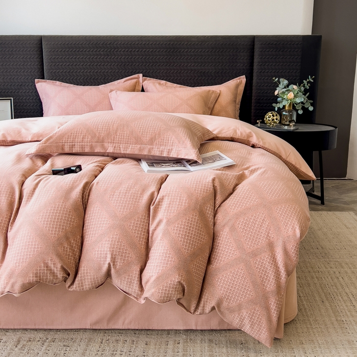 91家纺网 家纺一手货源 找家纺 印季家纺 2025新款全棉纯棉生态印花加厚混纺磨毛四件套 轻奢生活-粉