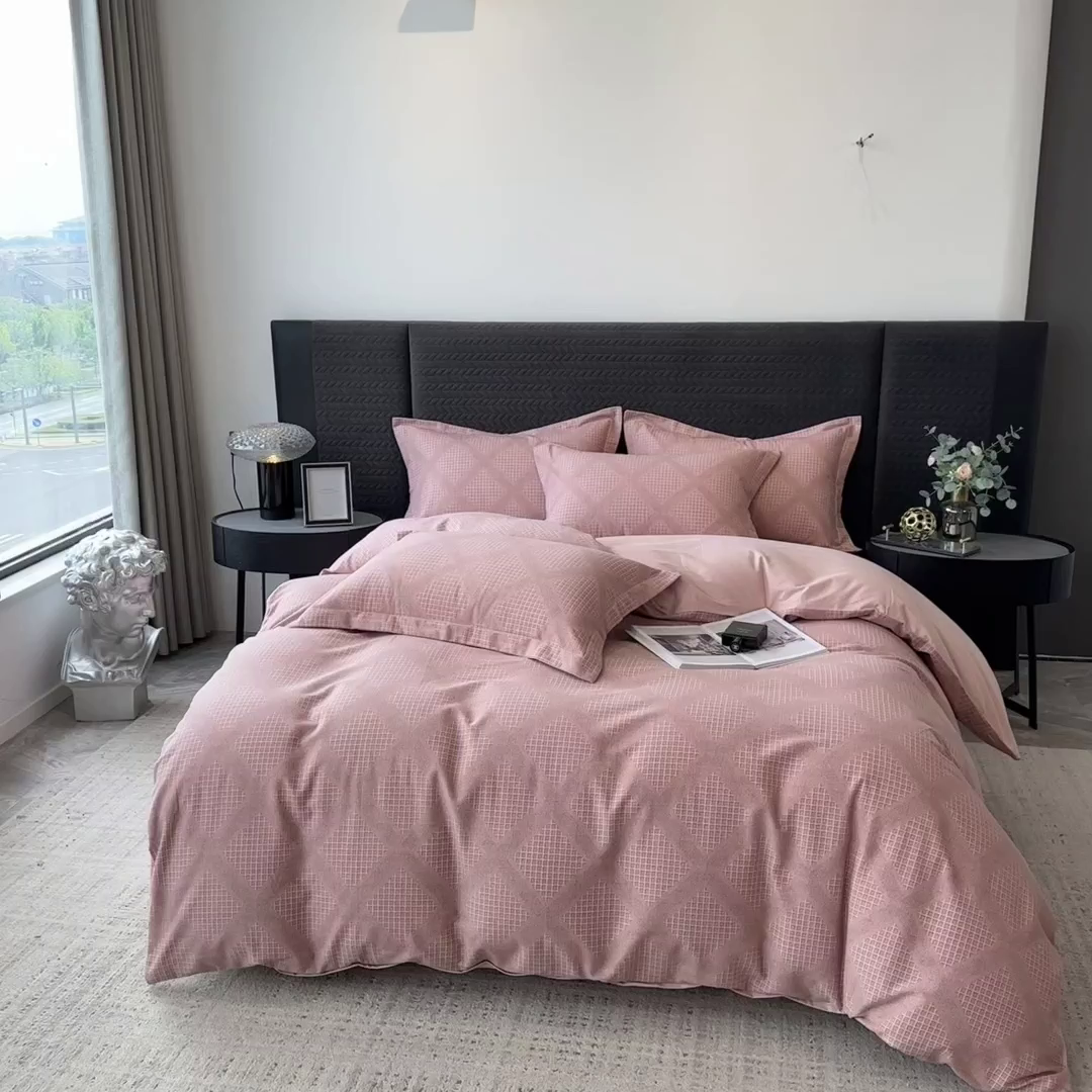 91家纺网 家纺一手货源 找家纺 印季家纺 2025新款全棉纯棉生态印花加厚混纺磨毛四件套 轻奢生活-粉