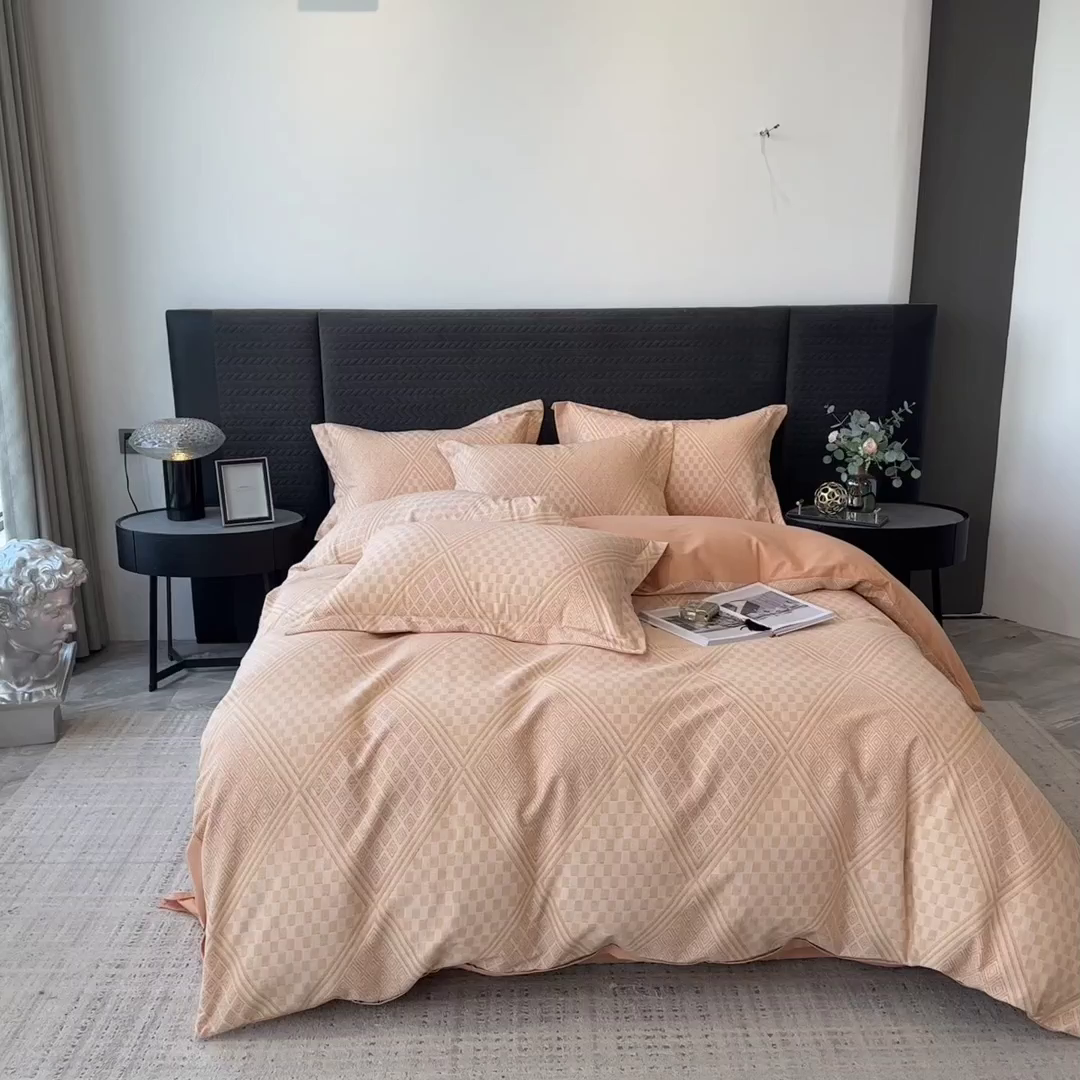 91家纺网 家纺一手货源 找家纺 印季家纺 2025新款全棉纯棉生态印花加厚混纺磨毛四件套 苏方-桔