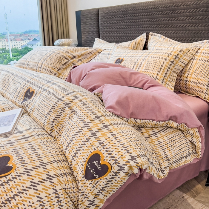 印季家纺 2025新款全棉纯棉生态印花加厚混纺磨毛四件套 维纳斯（咖）