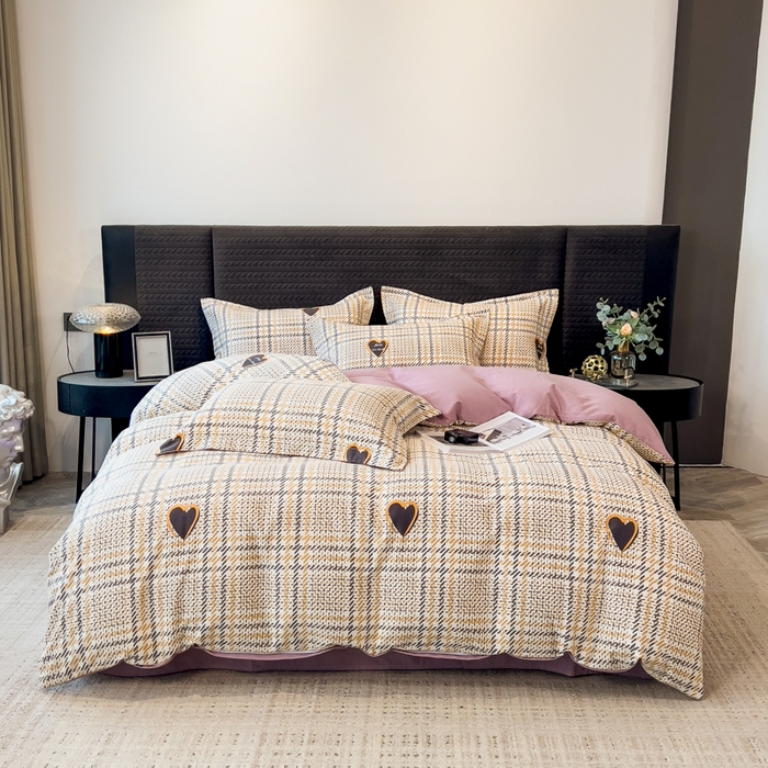 91家纺网 家纺一手货源 找家纺 印季家纺 2025新款全棉纯棉生态印花加厚混纺磨毛四件套 维纳斯（咖）