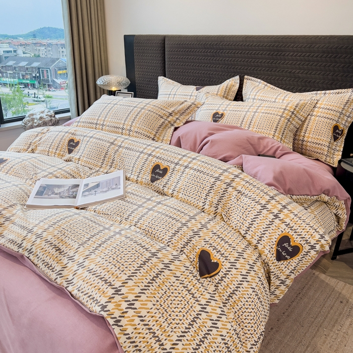 91家纺网 家纺一手货源 找家纺 印季家纺 2025新款全棉纯棉生态印花加厚混纺磨毛四件套 维纳斯（咖）