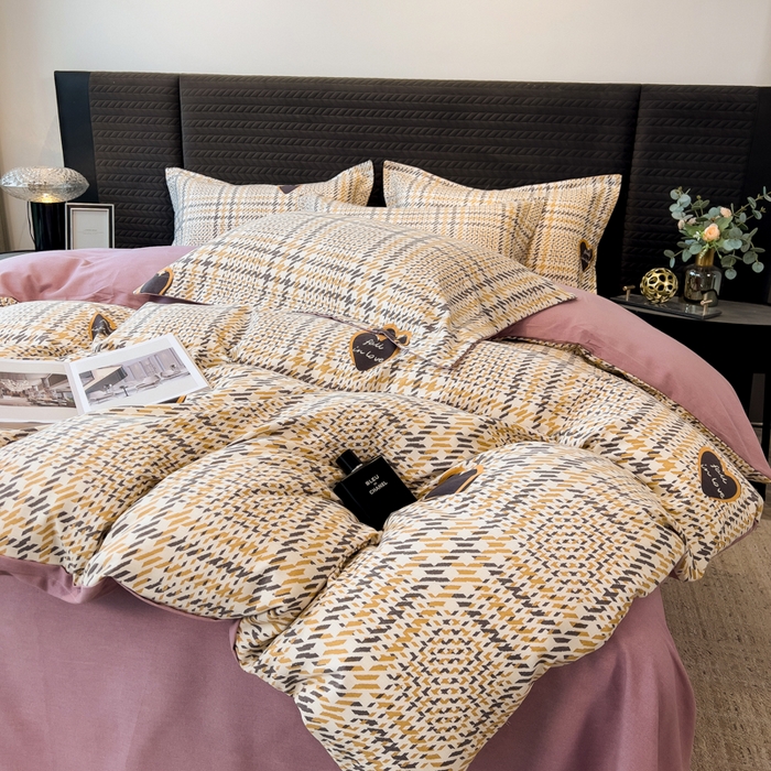 91家纺网 家纺一手货源 找家纺 印季家纺 2025新款全棉纯棉生态印花加厚混纺磨毛四件套 维纳斯（咖）