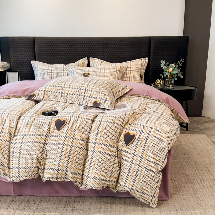 91家纺网 家纺一手货源 找家纺 印季家纺 2025新款全棉纯棉生态印花加厚混纺磨毛四件套 维纳斯（咖）