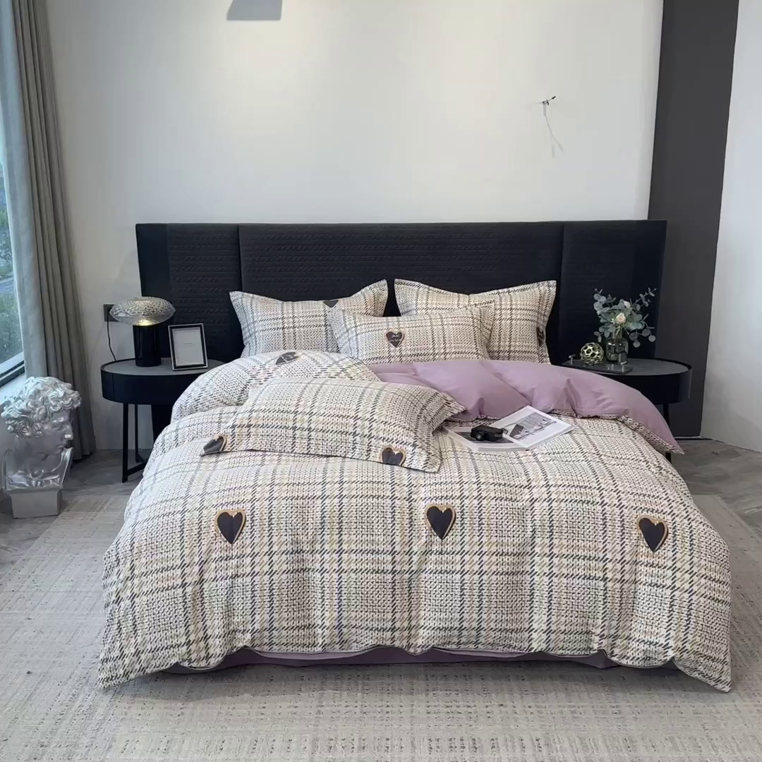 91家纺网 家纺一手货源 找家纺 印季家纺 2025新款全棉纯棉生态印花加厚混纺磨毛四件套 维纳斯（咖）