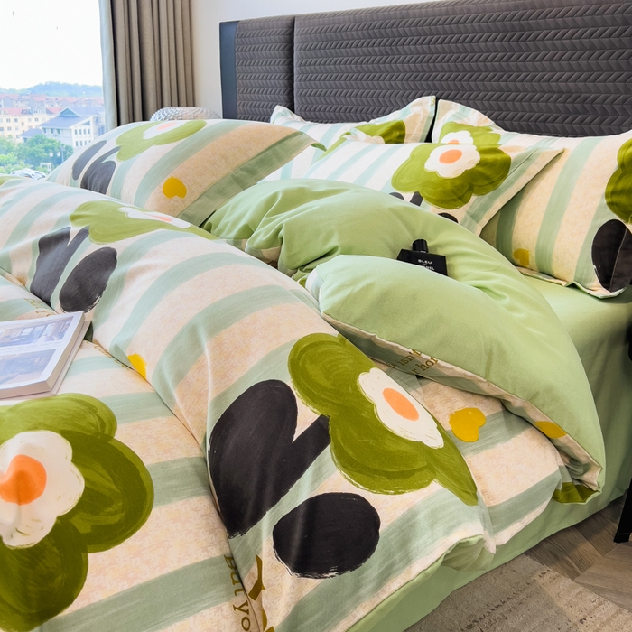 印季家纺 2025新款全棉纯棉生态印花加厚混纺磨毛四件套 无忧