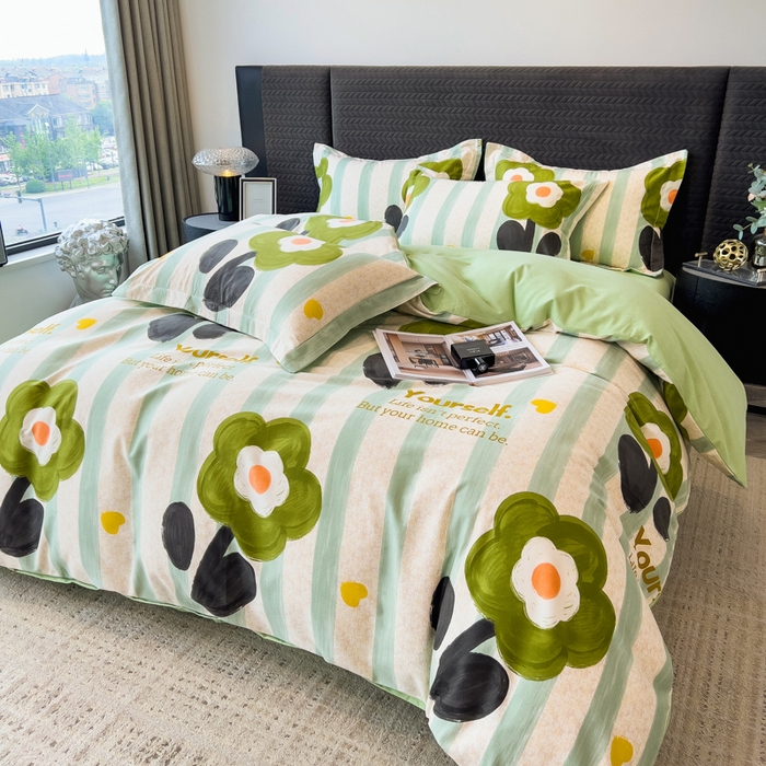 91家纺网 家纺一手货源 找家纺 印季家纺 2025新款全棉纯棉生态印花加厚混纺磨毛四件套 无忧