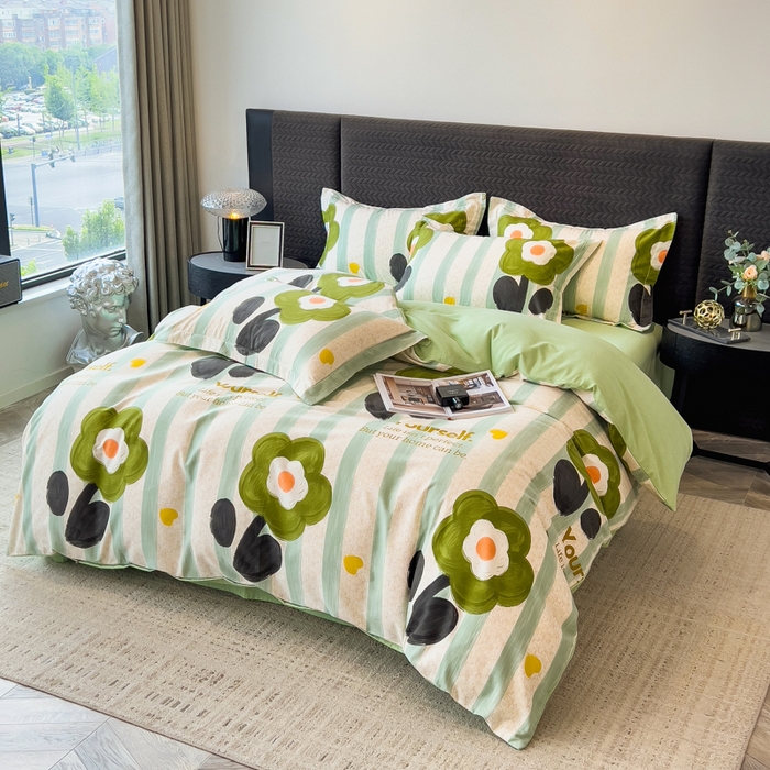 91家纺网 家纺一手货源 找家纺 印季家纺 2025新款全棉纯棉生态印花加厚混纺磨毛四件套 无忧