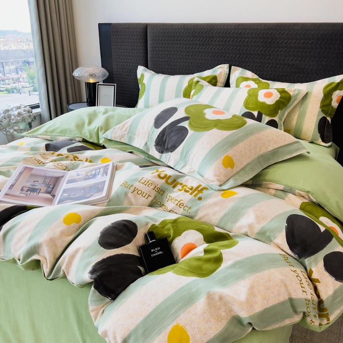 91家纺网 家纺一手货源 找家纺 印季家纺 2025新款全棉纯棉生态印花加厚混纺磨毛四件套 无忧