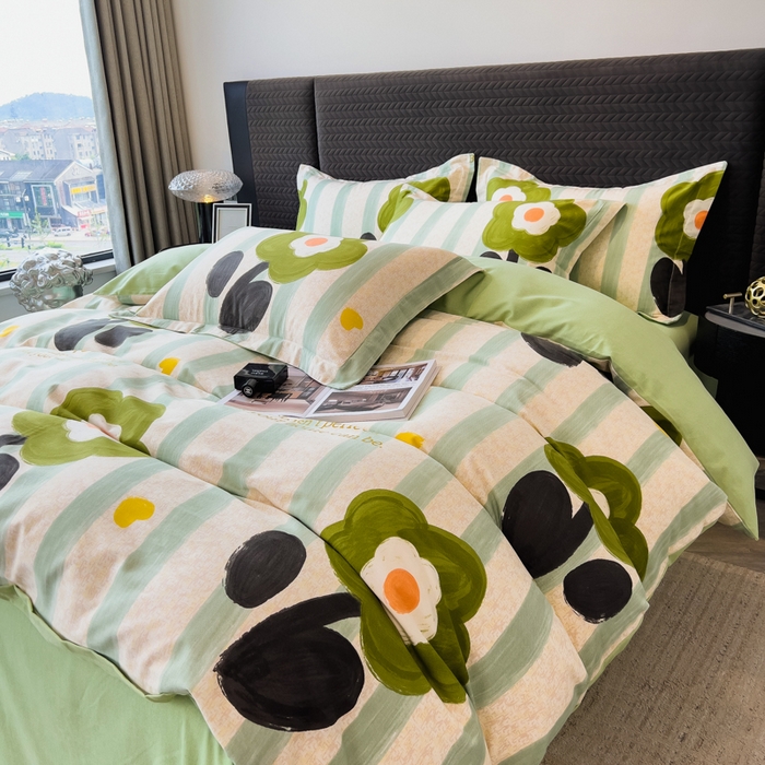 91家纺网 家纺一手货源 找家纺 印季家纺 2025新款全棉纯棉生态印花加厚混纺磨毛四件套 无忧