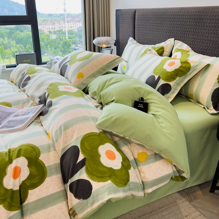 91家纺网 家纺一手货源 找家纺 印季家纺 2025新款全棉纯棉生态印花加厚混纺磨毛四件套 无忧