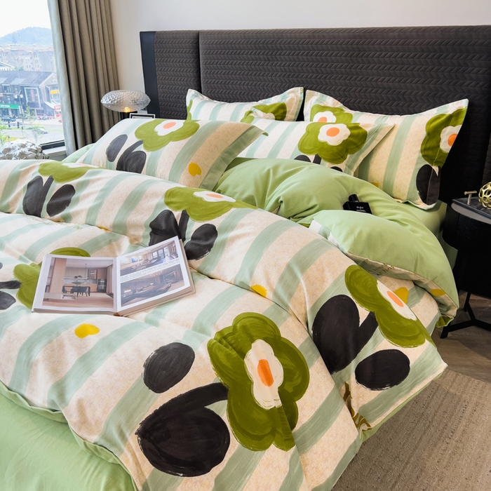 91家纺网 家纺一手货源 找家纺 印季家纺 2025新款全棉纯棉生态印花加厚混纺磨毛四件套 无忧