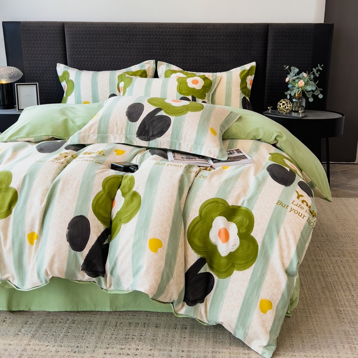 91家纺网 家纺一手货源 找家纺 印季家纺 2025新款全棉纯棉生态印花加厚混纺磨毛四件套 无忧