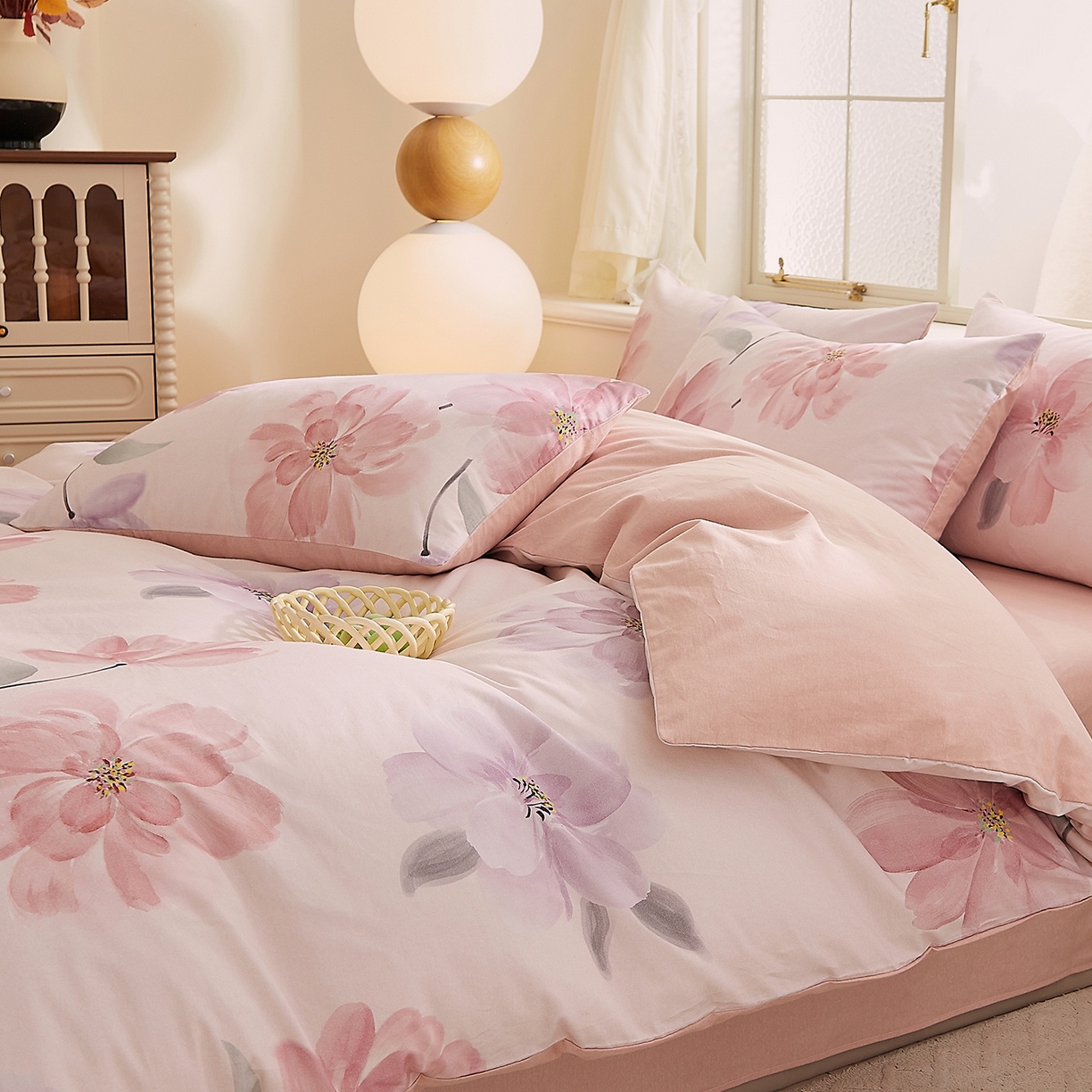 91家纺网 家纺一手货源 找家纺 DoDo 兜兜 2026新款全棉纯棉磨毛印花三四件套 可定做尺寸 静影