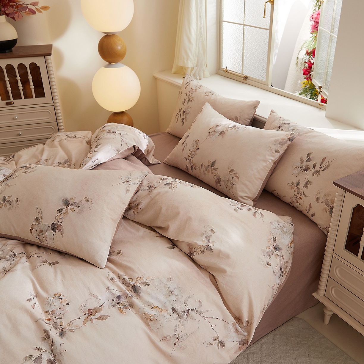 91家纺网 家纺一手货源 找家纺 DoDo 兜兜 2026新款全棉纯棉磨毛印花三四件套 可定做尺寸 花蔓