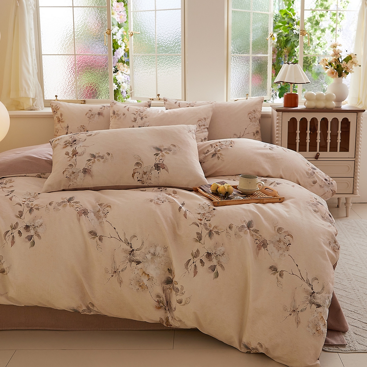 91家纺网 家纺一手货源 找家纺 DoDo 兜兜 2026新款全棉纯棉磨毛印花三四件套 可定做尺寸 花蔓