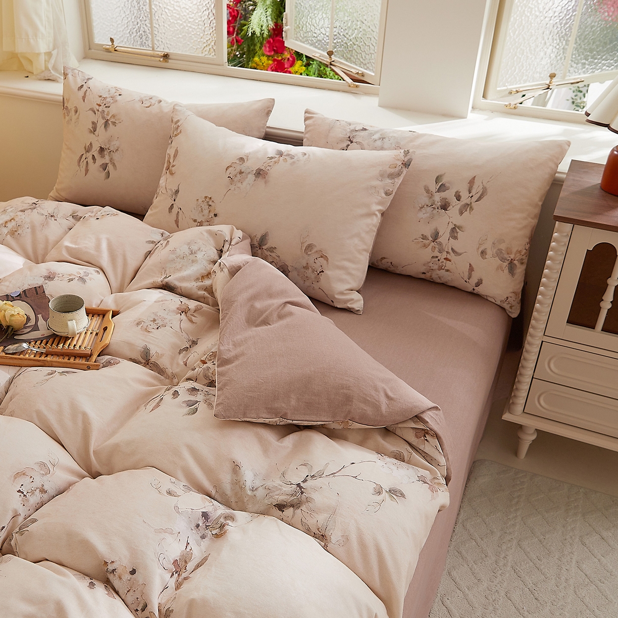 91家纺网 家纺一手货源 找家纺 DoDo 兜兜 2026新款全棉纯棉磨毛印花三四件套 可定做尺寸 花蔓