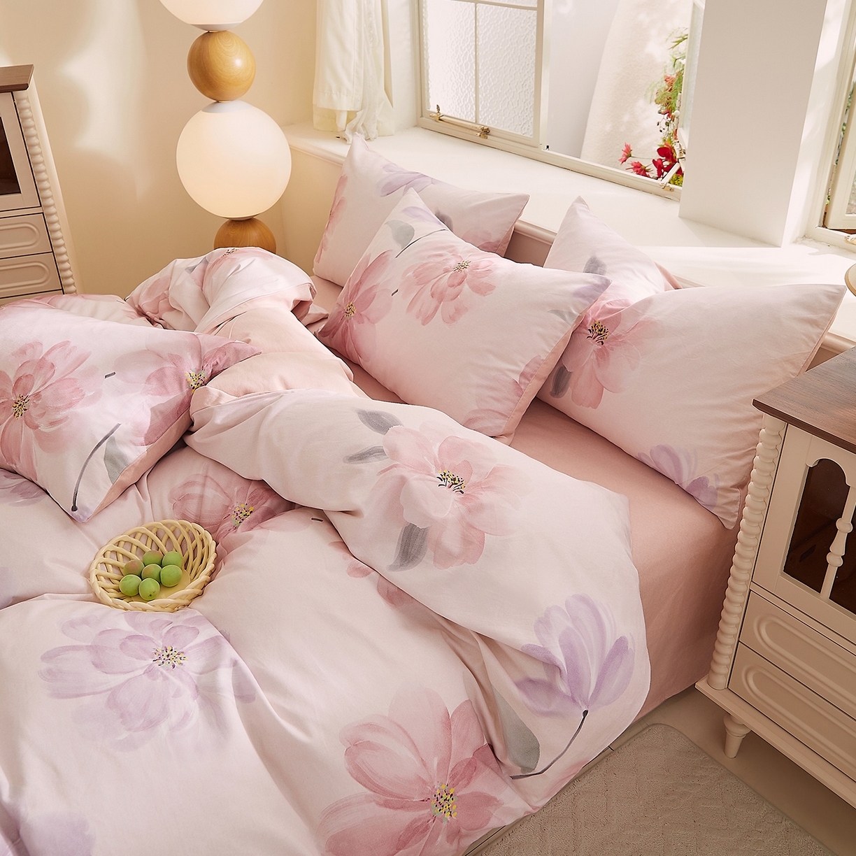 91家纺网 家纺一手货源 找家纺 DoDo 兜兜 2026新款全棉纯棉磨毛印花三四件套 可定做尺寸 静影