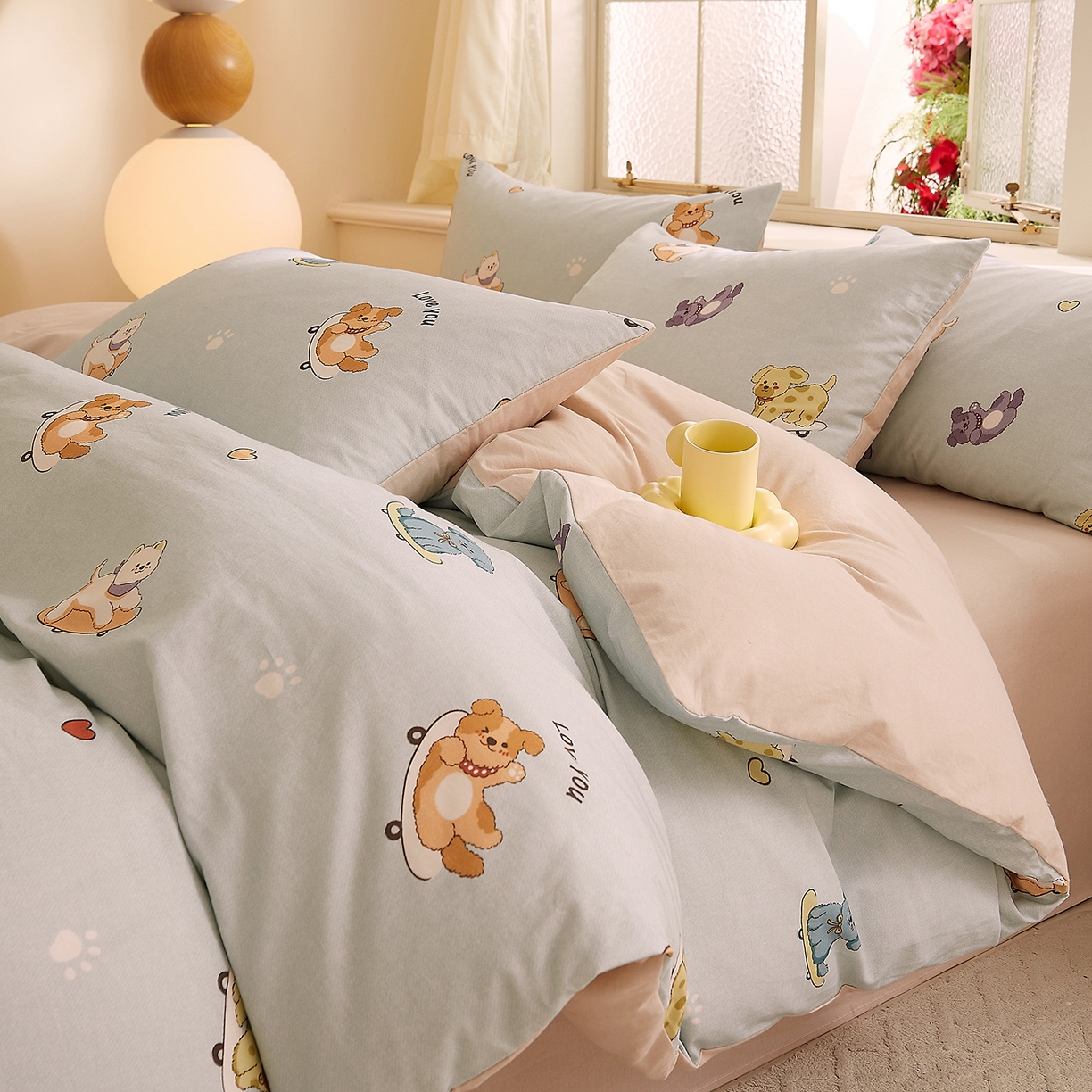 DoDo 兜兜 2026新款全棉纯棉磨毛印花三四件套 可定做尺寸 俏皮狗