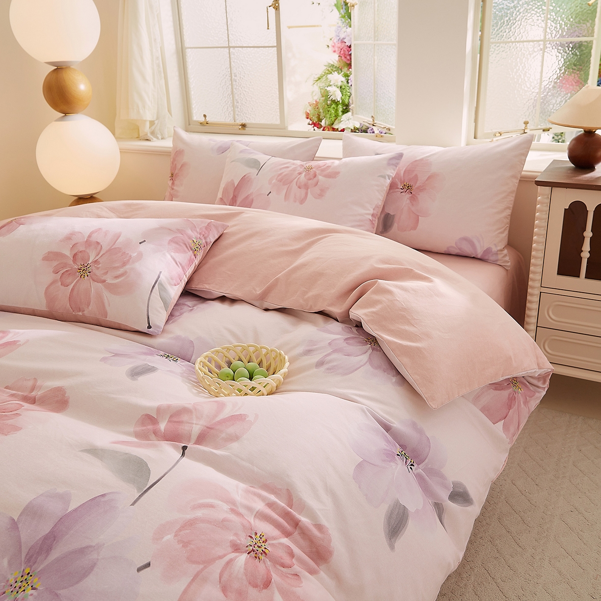 91家纺网 家纺一手货源 找家纺 DoDo 兜兜 2026新款全棉纯棉磨毛印花三四件套 可定做尺寸 静影