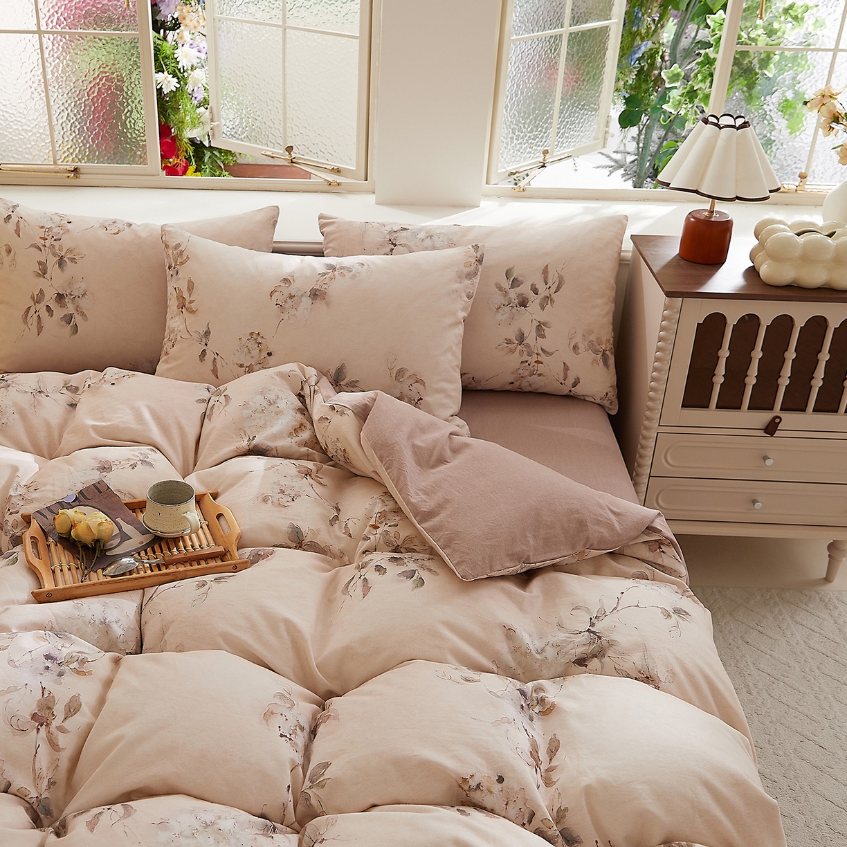 91家纺网 家纺一手货源 找家纺 DoDo 兜兜 2026新款全棉纯棉磨毛印花三四件套 可定做尺寸 花蔓