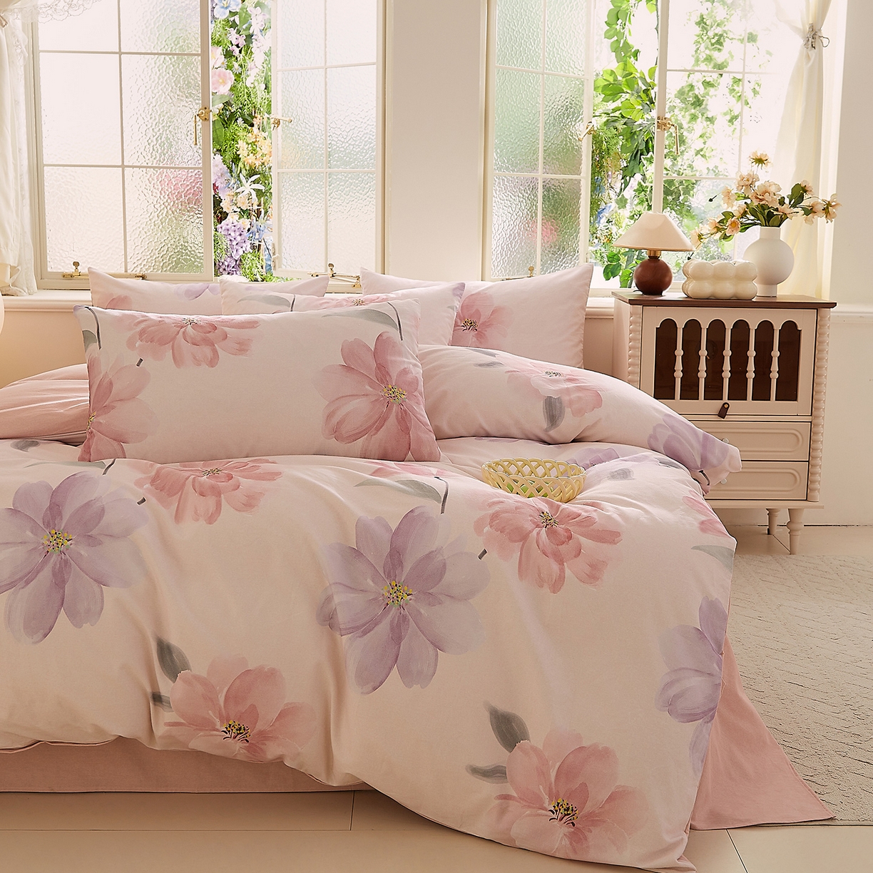 91家纺网 家纺一手货源 找家纺 DoDo 兜兜 2026新款全棉纯棉磨毛印花三四件套 可定做尺寸 静影