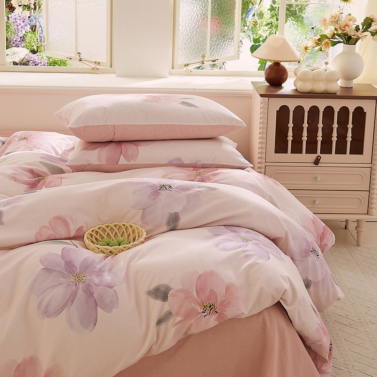 91家纺网 家纺一手货源 找家纺 DoDo 兜兜 2026新款全棉纯棉磨毛印花三四件套 可定做尺寸 静影