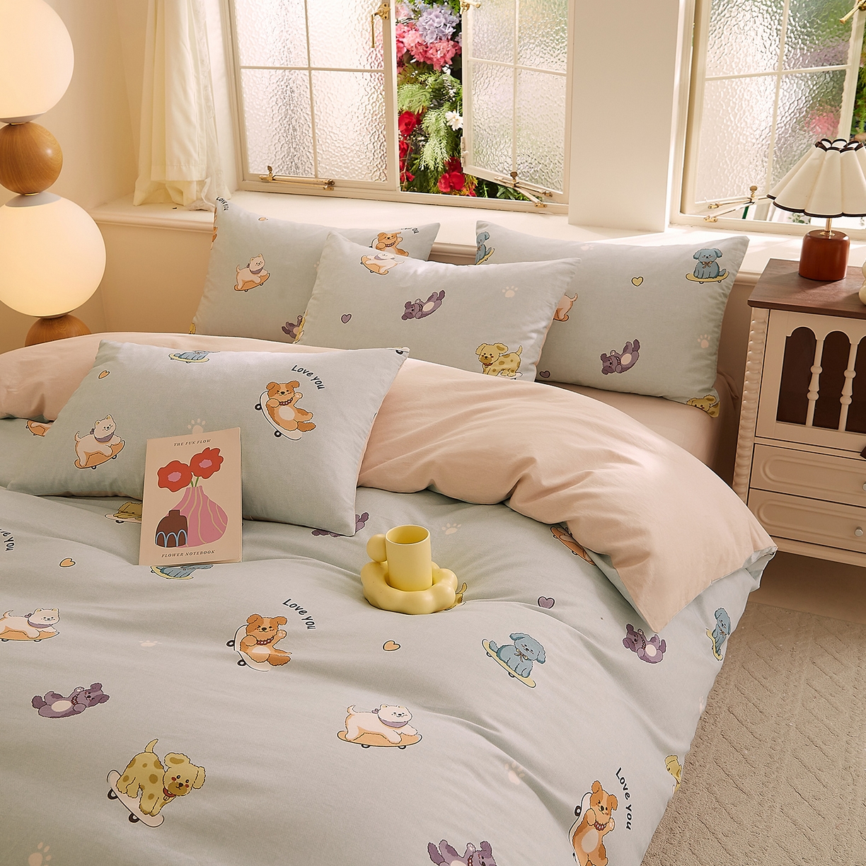 91家纺网 家纺一手货源 找家纺 DoDo 兜兜 2026新款全棉纯棉磨毛印花三四件套 可定做尺寸 俏皮狗