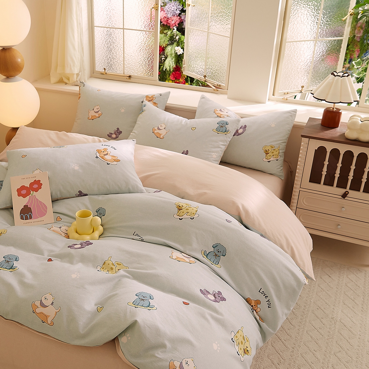 91家纺网 家纺一手货源 找家纺 DoDo 兜兜 2026新款全棉纯棉磨毛印花三四件套 可定做尺寸 俏皮狗