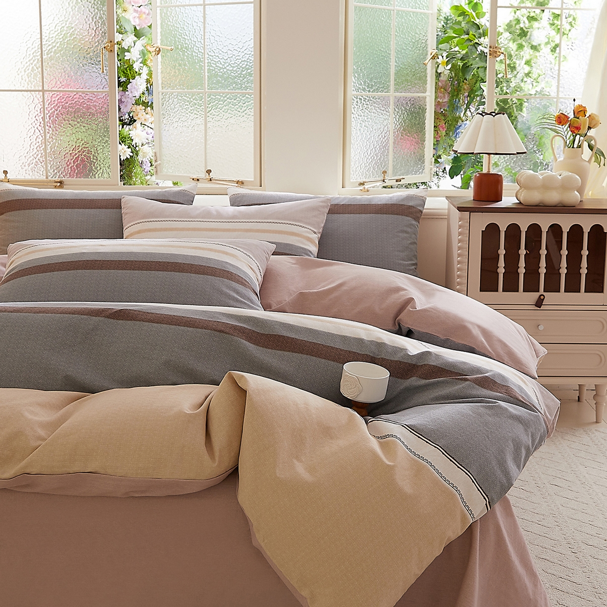 91家纺网 家纺一手货源 找家纺 DoDo 兜兜 2026新款全棉纯棉磨毛印花三四件套 可定做尺寸 艾伦