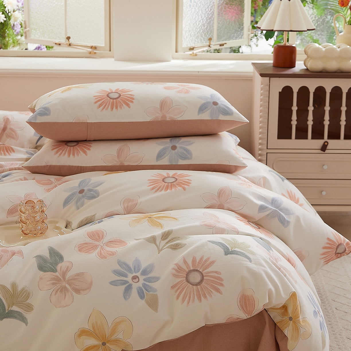 91家纺网 家纺一手货源 找家纺 DoDo 兜兜 2026新款全棉纯棉磨毛印花三四件套 可定做尺寸 晨花