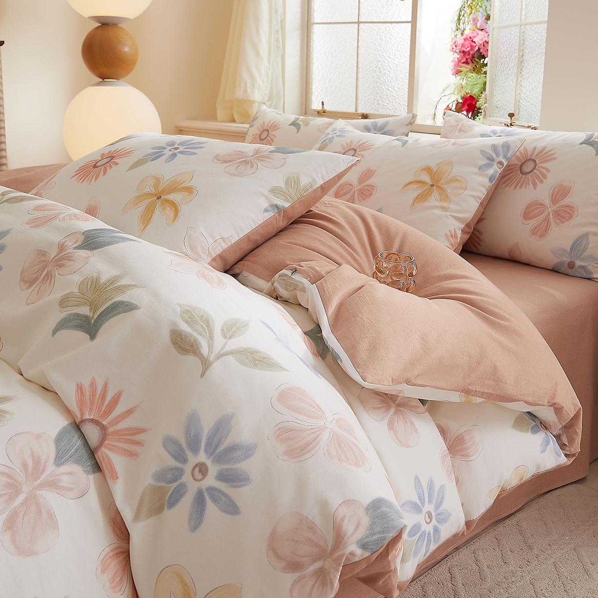 DoDo 兜兜 2026新款全棉纯棉磨毛印花三四件套 可定做尺寸 晨花