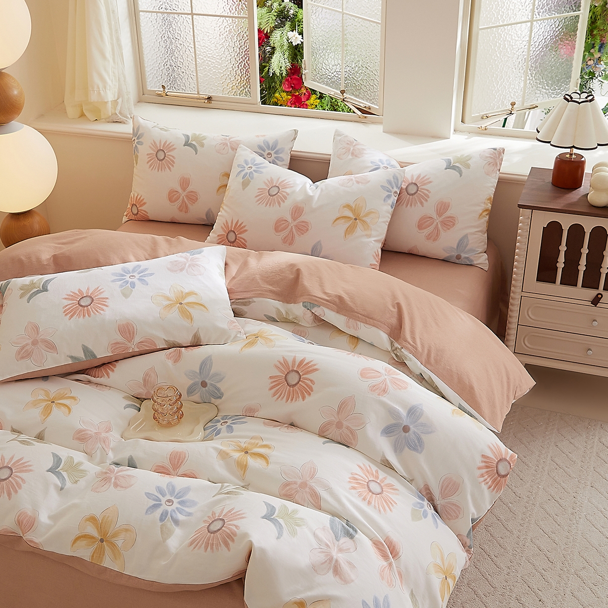 91家纺网 家纺一手货源 找家纺 DoDo 兜兜 2026新款全棉纯棉磨毛印花三四件套 可定做尺寸 晨花