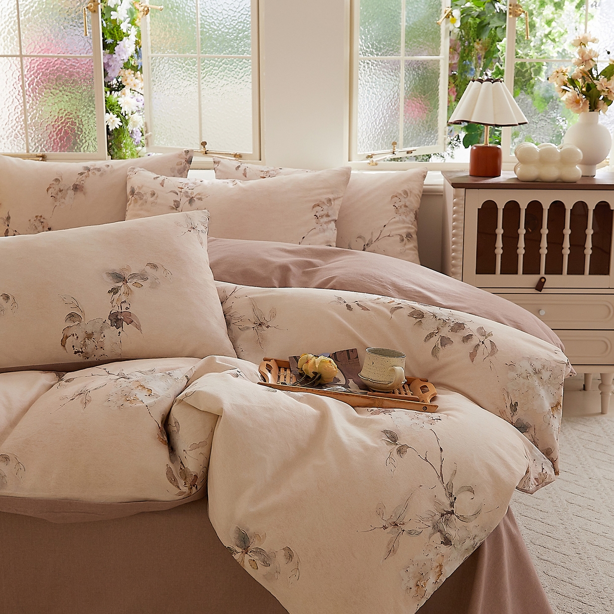 91家纺网 家纺一手货源 找家纺 DoDo 兜兜 2026新款全棉纯棉磨毛印花三四件套 可定做尺寸 花蔓