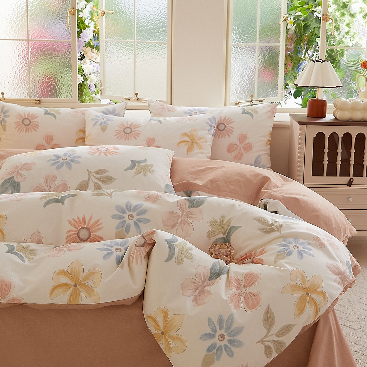 91家纺网 家纺一手货源 找家纺 DoDo 兜兜 2026新款全棉纯棉磨毛印花三四件套 可定做尺寸 晨花