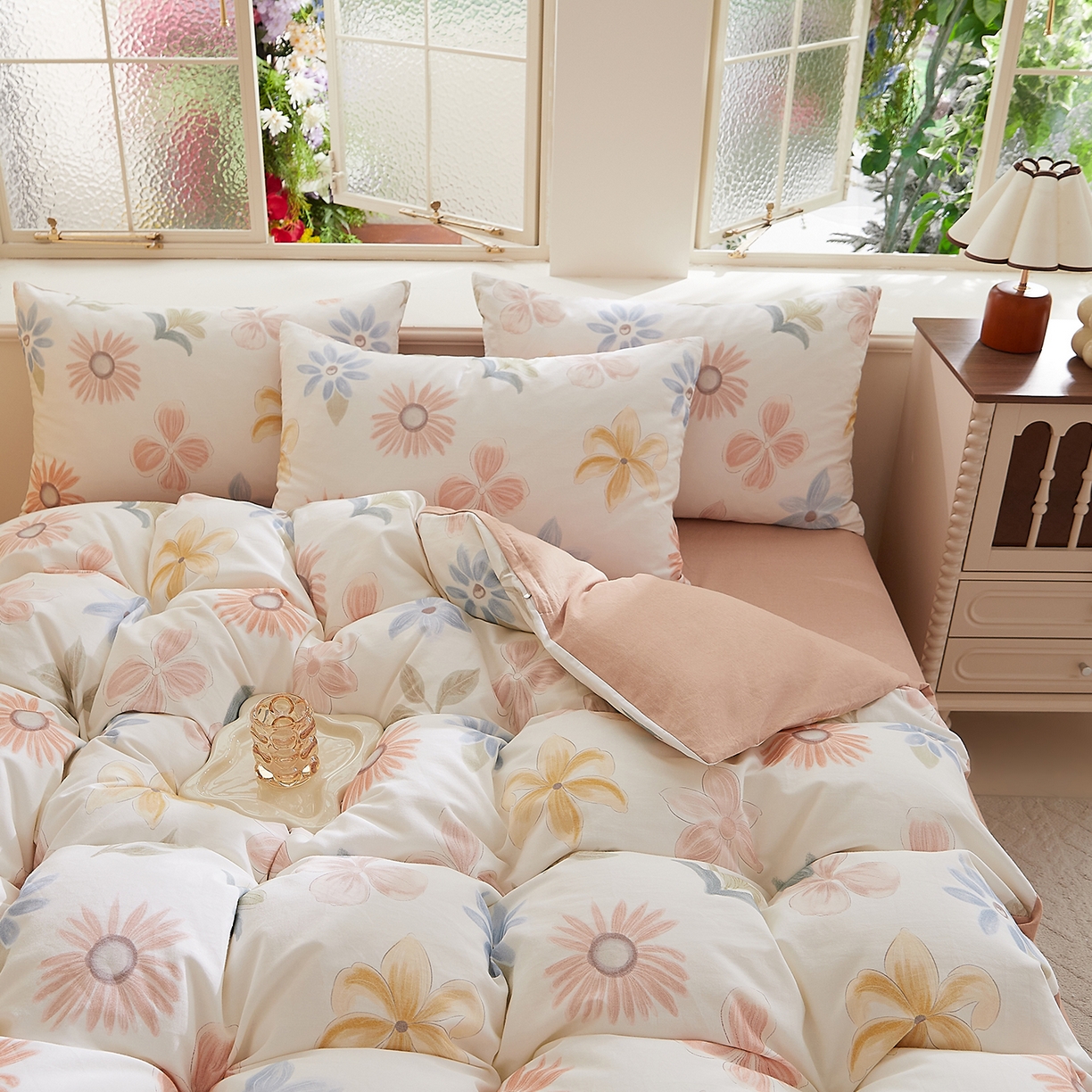 91家纺网 家纺一手货源 找家纺 DoDo 兜兜 2026新款全棉纯棉磨毛印花三四件套 可定做尺寸 晨花