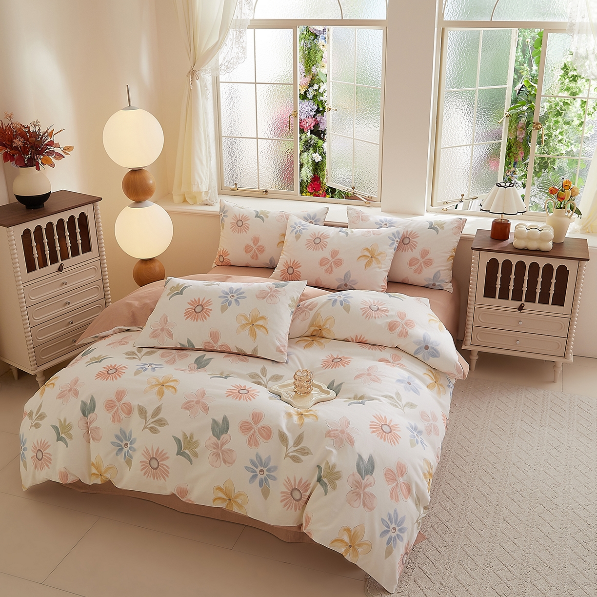 91家纺网 家纺一手货源 找家纺 DoDo 兜兜 2026新款全棉纯棉磨毛印花三四件套 可定做尺寸 晨花