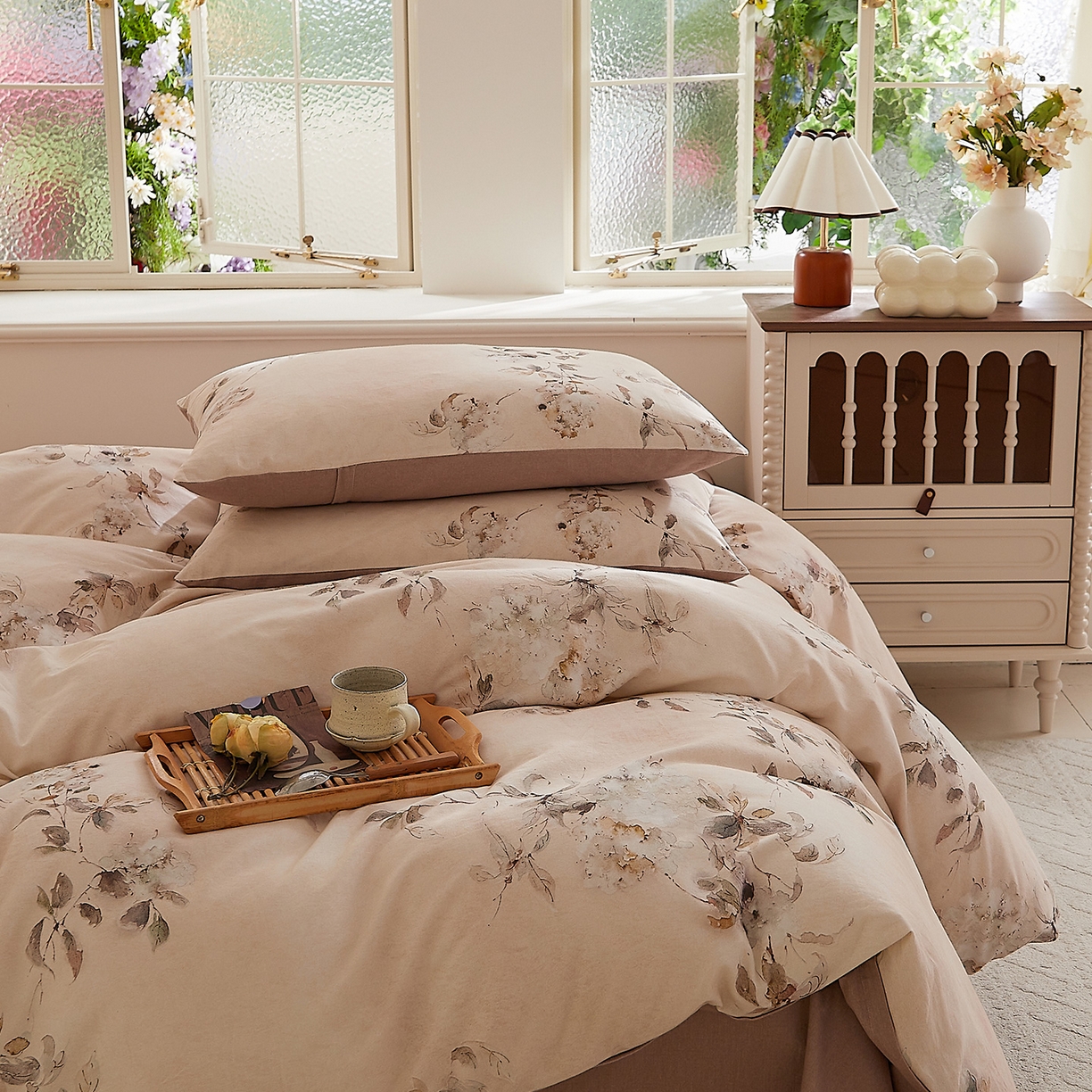 91家纺网 家纺一手货源 找家纺 DoDo 兜兜 2026新款全棉纯棉磨毛印花三四件套 可定做尺寸 花蔓