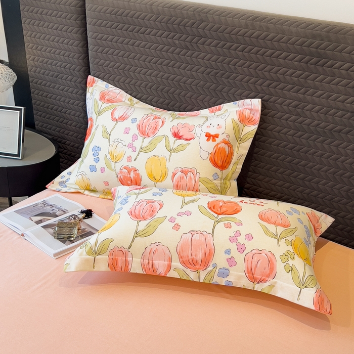 91家纺网 家纺一手货源 找家纺 印季家纺 2025新款全棉纯棉生态印花加厚混纺磨毛四件套 长岛花