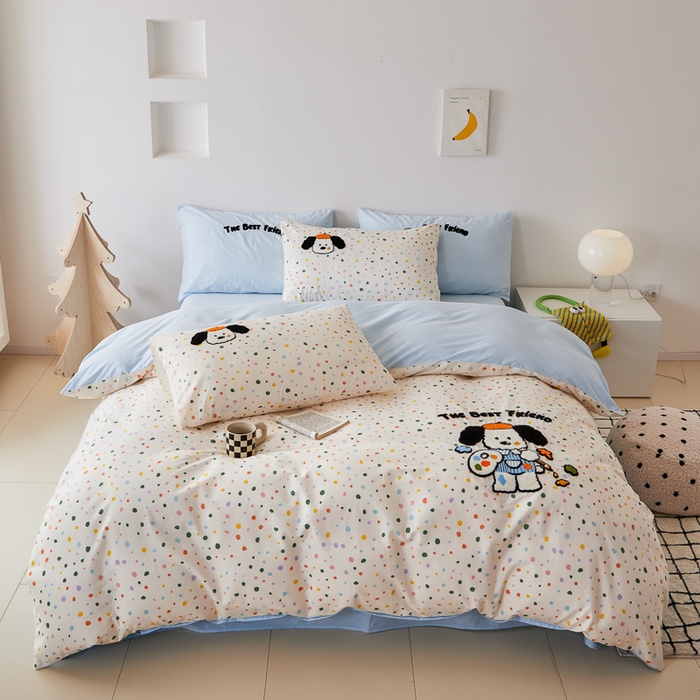 锦觅 2025新款时尚条纹小清新卡通学生季系列印花绣花全棉纯棉四件套 小画家