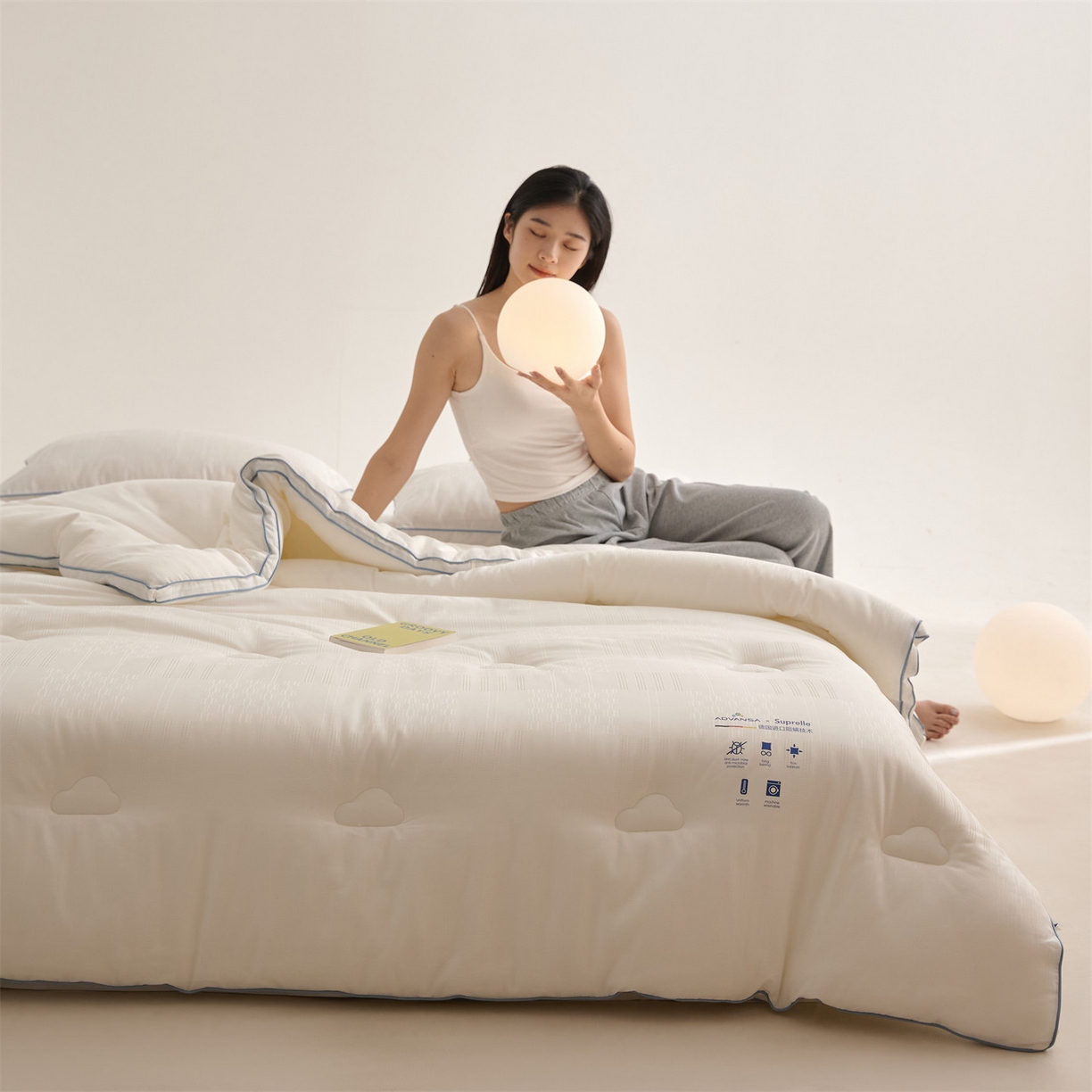 91家纺网 家纺一手货源 找家纺 （总）头等舱 2025新款全棉A类提花德国ADVANSA抗菌 防螨 零致敏秋冬被（模特图）