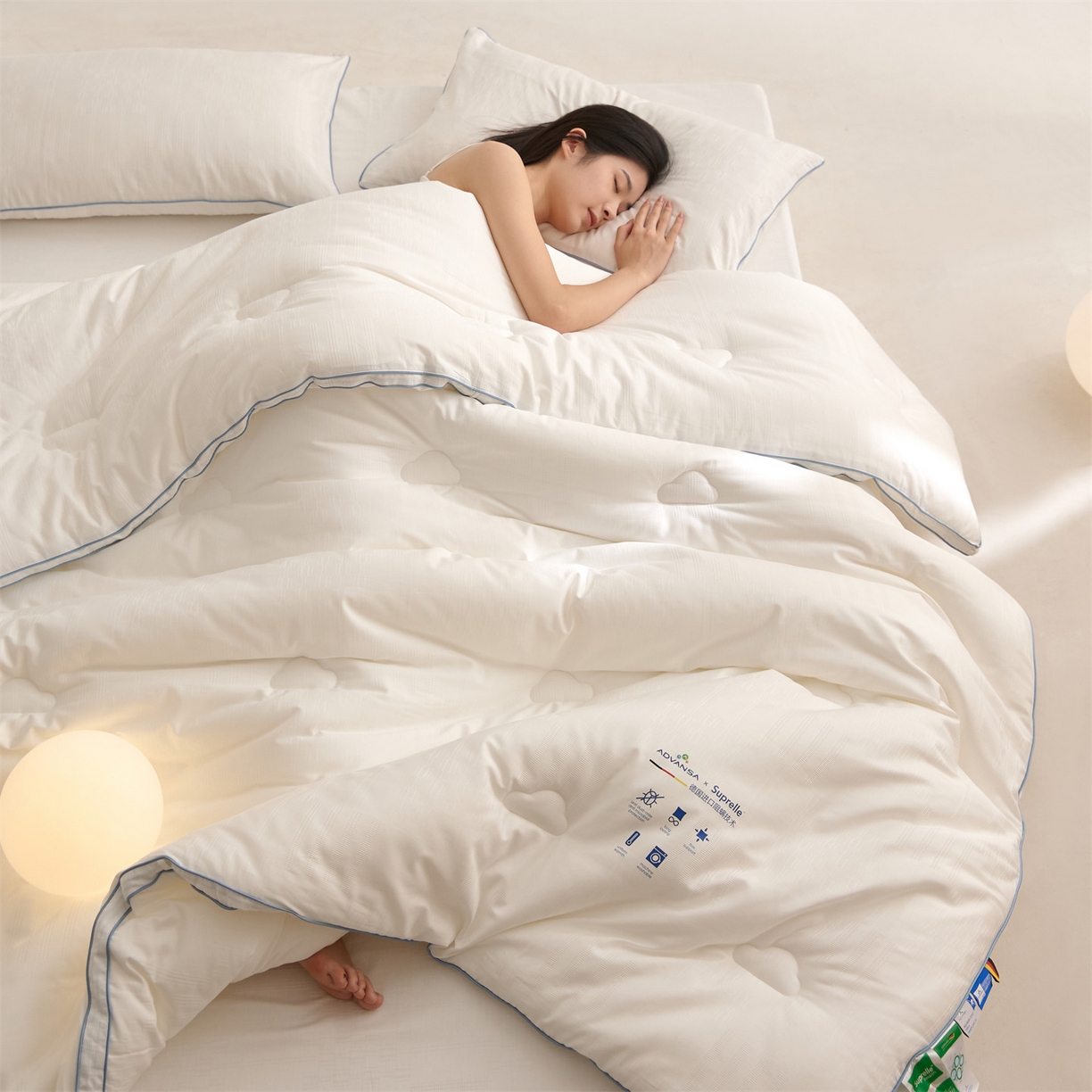 91家纺网 家纺一手货源 找家纺 （总）头等舱 2025新款全棉A类提花德国ADVANSA抗菌 防螨 零致敏秋冬被（模特图）