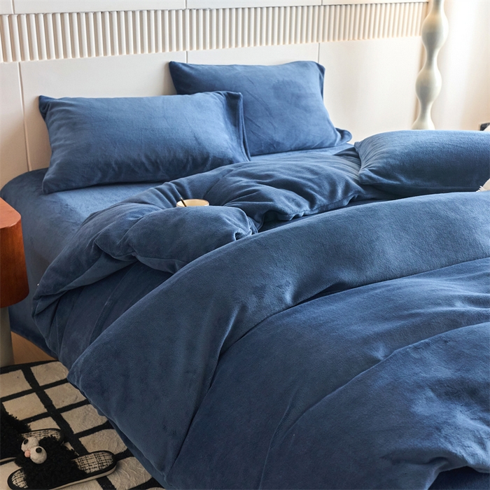 91家纺网 家纺一手货源 找家纺 （总）乐居家纺 2025新款200克重纯色单面绒牛奶绒四件套