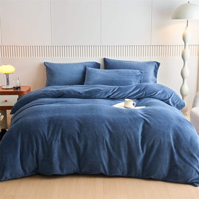 91家纺网 家纺一手货源 找家纺 （总）乐居家纺 2025新款200克重纯色单面绒牛奶绒四件套